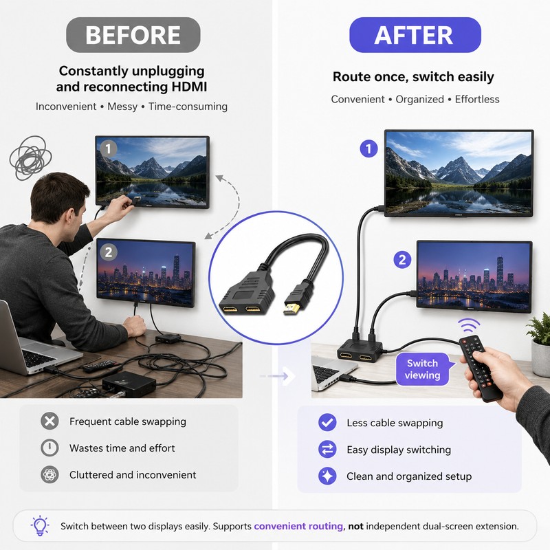 HDMI Splitter Cable for Laptop & TV Display – 1