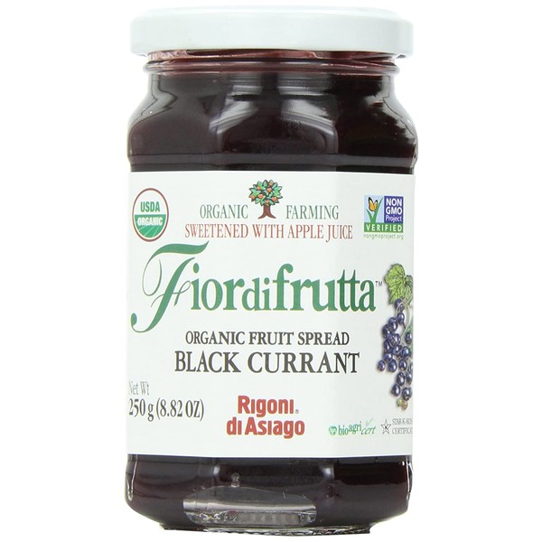 Rigoni Di Asiago Fiordifrutta Organic Fruit Spread, Black Currant, 8.82 Ounce