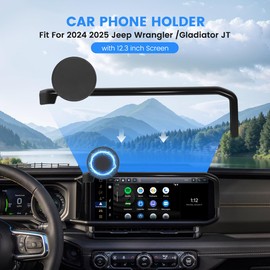 Car Phone Holder Fit for Jeep Wrangler 2024 2025/Gladiator JT 2024 2025 Auto Accessories Fit 12.3-Inch Screen, Phone Mount Compatible with MagSafe Automobile Cradles Hands-Free 360° Rotation