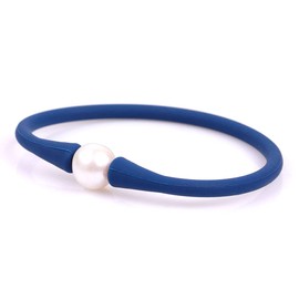 Joe Foreman - Pulseras de perlas cultivadas en agua dulce para dama de honor, color azul oscuro, apilables, de silicona, 11 mm