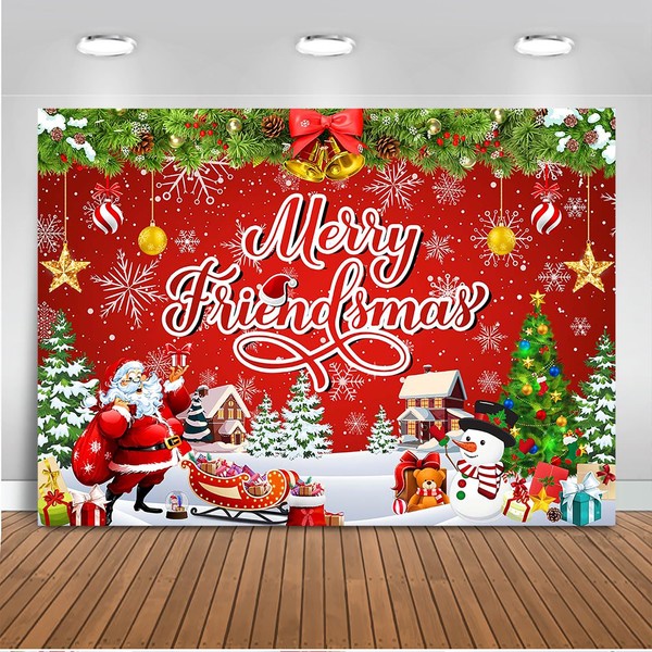 Mocsicka 7x5ft Merry Friendsmas Backdrop Christmas Party Decoration Christmas Photo