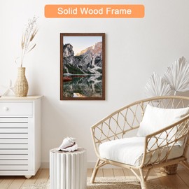 13x19 Wood Frame Brown, Rustic Natural Wooden 19x13in Poster Picture Frame, Distressed 13 x 19inch Woodgrain Gallery Photo Frame with HD Plexiglass, Horizontal Vertical Wall Mounting Display 1pcs