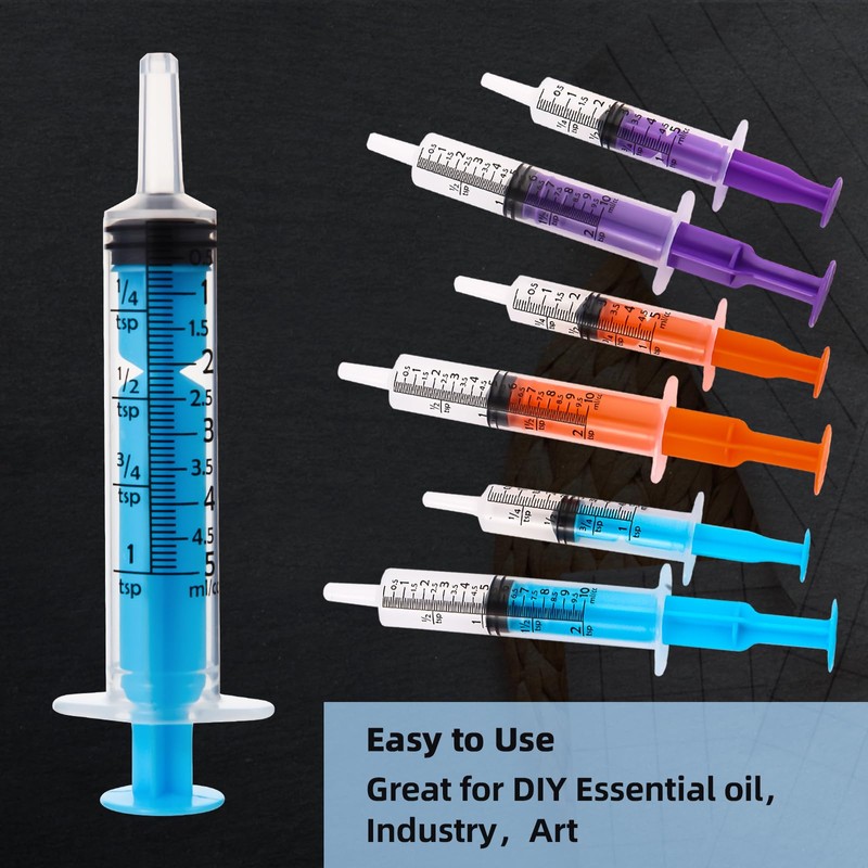 Gufastore 50pcs 5ml Syringes with Caps for Industry Lab Pet
