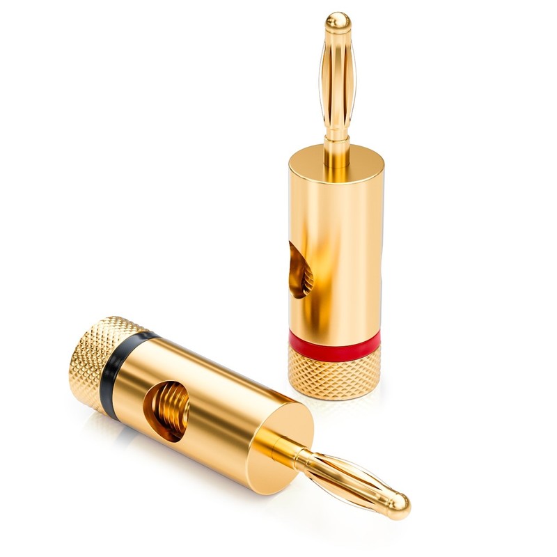deleyCON 4 x Banana Plugs Gold-Plated and Screwable for Cable