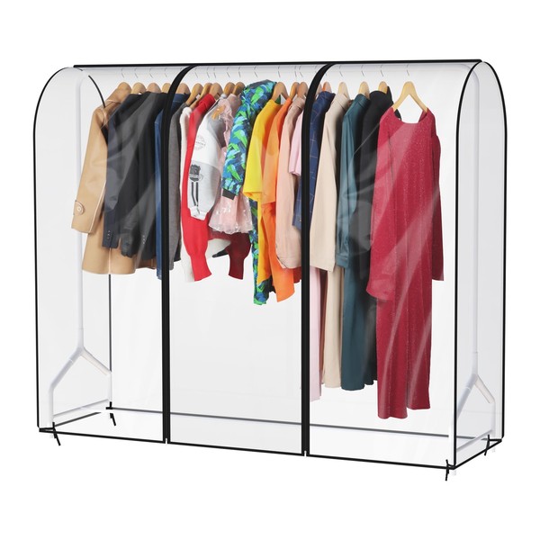 Syeeiex 6ft Transparent Clothes Rail Cover Strong Zipped 180cm Hanging