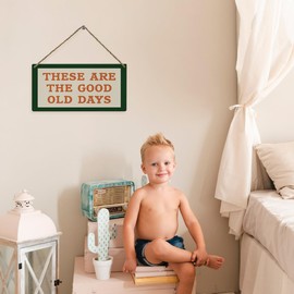 FLVGE These Are The Good Old Days Wood Wall Hanging Sign, Inspirational Retro Home Wooden Sign, Motivational Living Room Bedroom Decor, Housewarming Gifts for New Home House