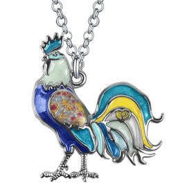 DOWAY Enamel Chicken Necklace Pendant Chain Jewellery Gifts for Women Girls, enamel, Sandstone
