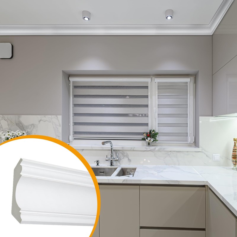 Marsui 4 Pcs Ceiling Crown Molding Trim 4-1/2 Inch Face