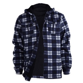 Yasumond Mens Warm Fleece Jackets Zip Up Plaid Flannel Sweatshirt Heavy Sherpa Lined Winter Coats Big Tall M