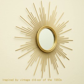 MAIKAILUN Sunburst Mirror, 24" Boho Mirror, Gold Sun Decorative Mirrors for Wall Decor, Small Mid Century Modern Small Living Room