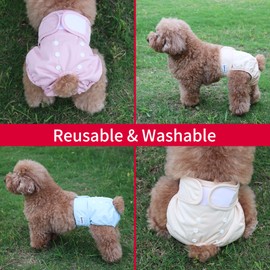 Vecomfy Dog Diapers Female for Small Dogs with Snaps,(3 Pack) Premium Washable Reusable Leakproof New Born Puppy Nappies,XS