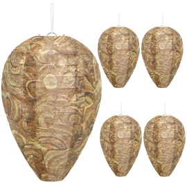 DECYOOL Mini Size Paper Wasp Nest Decoy Hanging Fake Wasp Nest for Wasps Hornets Yellow Jackets (4, Brown)