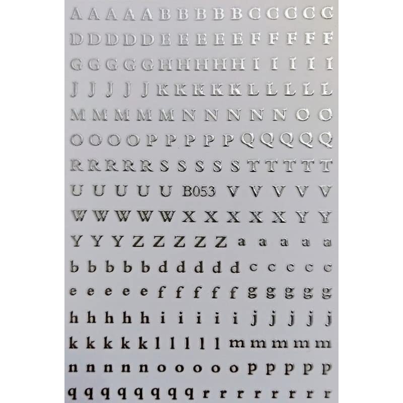 LANODO 8 Pcs Nail Stickers Alphabet 3D English (8 Colors)
