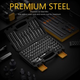 Renekton Security Bit Set 1/4-inch Adapters Phillips Slotted Hex Torx Star Tamperproof Pozi Square Spanner Torque Tri-Wing Clutch Spline Wing Nut, Security Torx Bit Set, S2 Steel, 97 Piece Set