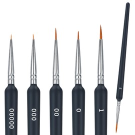 6 Pcs Fine Detail Paint Brush Set, Miniature Detail Artist Painting Brushes, 6 Sizes Wooden Fine Tip Paint Brushes for Acrylic Painting Drawing Craft Oil Nail Art Model Watercolor Painting Brushes