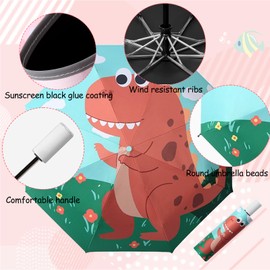 EEPLUYTY Children's Folding Umbrella, Children's Umbrella Reflective with Umbrella Cover, Manual Foldable Eight Bone Umbrella, Wind and Rainproof, Suitable for Boys and Girls, Green