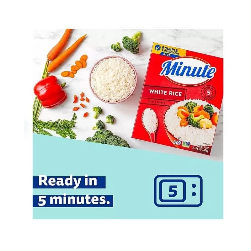 Minute Instant Light and Fluffy White Rice, 72oz.