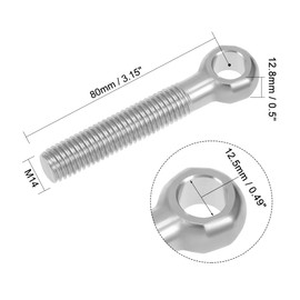 sourcing map M14 x 80mm Machinery Shoulder Swing Lifting Eye Bolt 304 Stainless Steel 2pcs