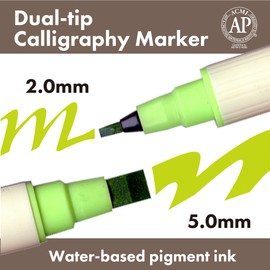 Kuretake Zig Calligraphy Dual Tip Marker Pens 3 colors set, KiwiMint, 2mm, 5mm, Double Tip, for Art, Sketch, illustration, Calligraphy, Journal, Drawing, Made in Japan