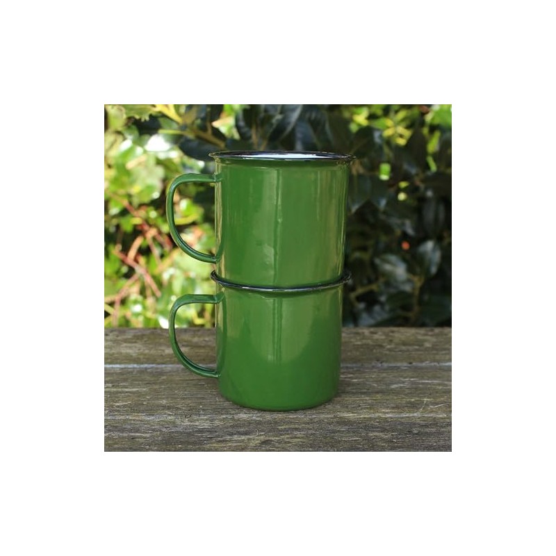 eBuyGB Set of 2 380ml Coloured Enamel Mugs Retro Outdoor