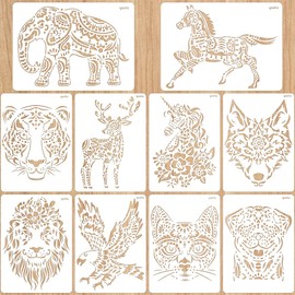 Pack of 10 Stencils for Painting, 29 x 21 cm Animal Painting Stencils, Animal Painting Stencils, Reusable Stencils, Washable for Scrapbooking, Photo Album, DIY Gift Cards, Gifts Children