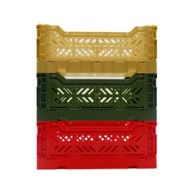 Collapsible Storage Box, Foldable Crate Organizer Bin with Handle, Stackable Crates for Home Organization (Christmas, 4L - 3-Pack)