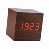 6x6x6cm Wooden Electronic Digital Alarm Desk Clock Temperature LED Display