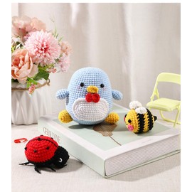 Penguin Crochet Kit for Beginners – DIY Amigurumi Penguin Craft Set with Standard Yarn & Step-by-Step Video Tutorials, All-Inclusive Crochet Starter Kit for Adults