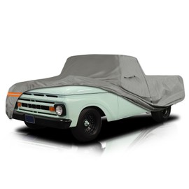 Waterproof Car Cover Compatible with Ford F100 & F250 1961-1972 1973-1991 2 Door Regular/Standard Cab 8ft Long Bed, All Weather Protection Classic Truck Covers with Zipper Door and Storage Bag