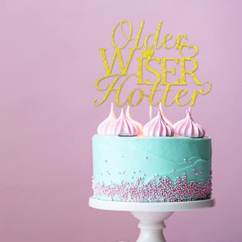 Older Wiser - Decoración divertida para tartas de 30 cumpleaños para hombres y mujeres, 30 40 50 60 70 80 cumpleaños