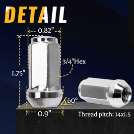 Set of 24, 14x1.5 Lug Nut 1.75 in Chrome Bulge Acorn Compatible with 1999-2023 Silverado Sierra 1500
