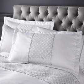 Catherine Lansfield Deco Sequin Quilted Pillow sham Pair White