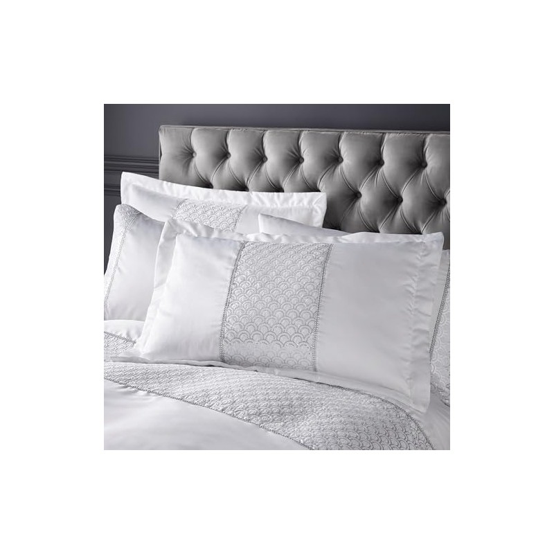 Catherine Lansfield Deco Sequin Quilted Pillow sham Pair White