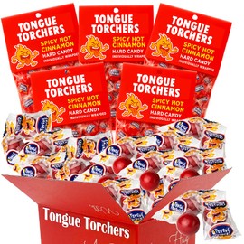Tongue Torchers Spicy Cinnamon Hard Candy 5 Bag Pack | Fiery Red Hot Individually Wrapped Fireball Sweets | Bulk Old Fashioned Heat Treats