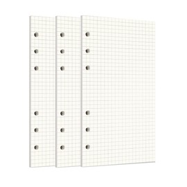 Zelten 3 Pack A6 135 Sheets/270 Pages Squared Loose Leaf Punched Paper Refills Paper for 6 Hole Binder Personal Organizer Diary Notebook Refillable Planner