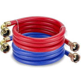 6 FT Washing Machine Hoses with 90 Degree Elbows Universial Rubber Washer Hose No-Lead Burst-proof Hot and Cold Water Supply Hoses for Washing Machine - 2 PACK by Fetechmate
