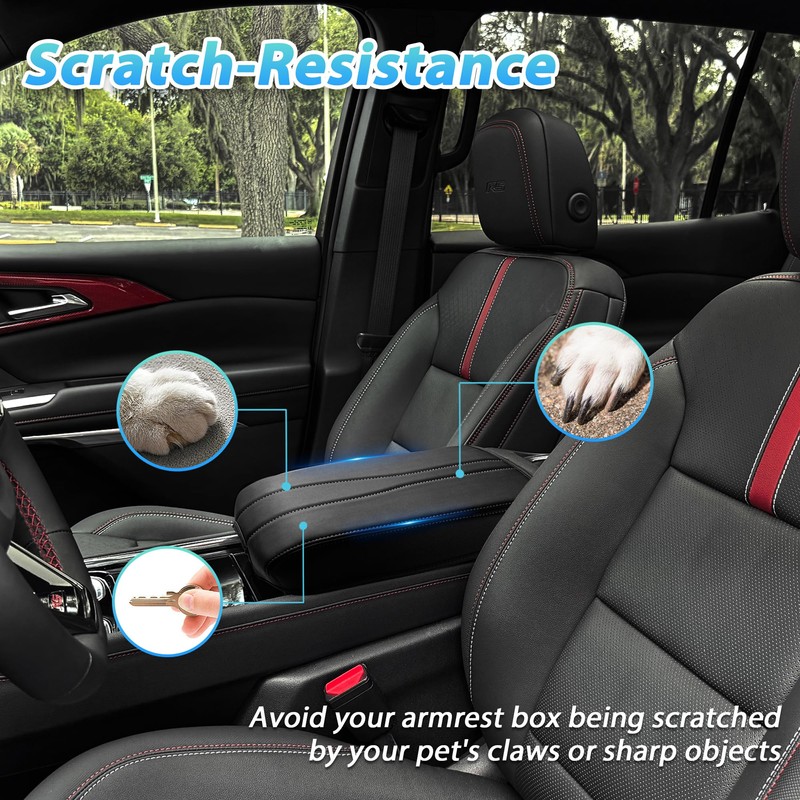 Sinminou Center Console Armrest Cover Compatible with2024-2025 Chevy Traverse/2024-2025 GMC