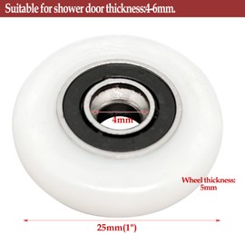 1"(25mm) Glass Sliding Door Pulleys,Shower Door Hardware Installation Kit Replacement for Bathroom Pan Shower Door Roller,with screws(8Pcs)