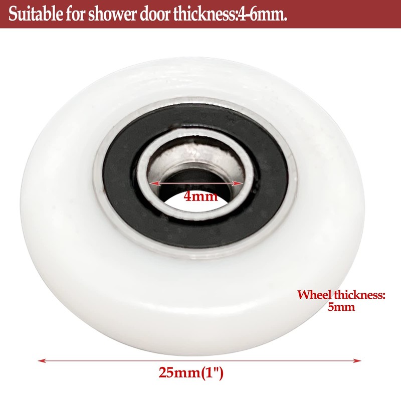 1"(25mm) Glass Sliding Door Pulleys,Shower Door Hardware Installation Kit Replacement