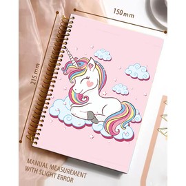 iampanda Spiral Journal Notebook,Strong Twin-Wire Binding with Premium Paper for Girl Women,Cute 60 Sheets A5 College Ruled Notebook/Journal,Perfect for School Office Home Gifts,Pink Unicorn