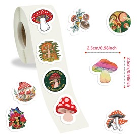 500pcs 1 inch Cute Mushroom Stickers for Notebook Guitar Skateboards Laptops Water Bottles Bikes Luggage Computer Phone Hard Hat Car Cheer to Jungle Plants Theme Party Decal Decoration