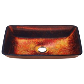 ANZZI Vessel Sink Celestial Bronze, Tempered Glass Vessel Sink, Luxury & Artistic, 8.1"W x 13"D x 3.9", Nano-Water Coated, Chrome Pop-Up Drain (LS-AZ901)
