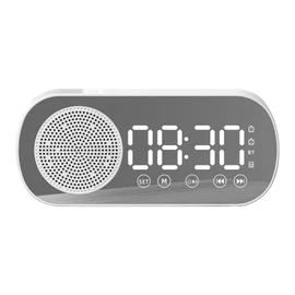 Bluetooth Speaker Clock Multifunctional Smart Digital Mirror Alarm Clock for Home School Office English Version Z7 White