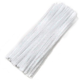 TOAOB 100pcs Glitter White Pipe Cleaners Metallic Chenille Stems 12 Inch Fuzzy Sticks Craft Supplies for DIY Art Craft Projects Home Decorations