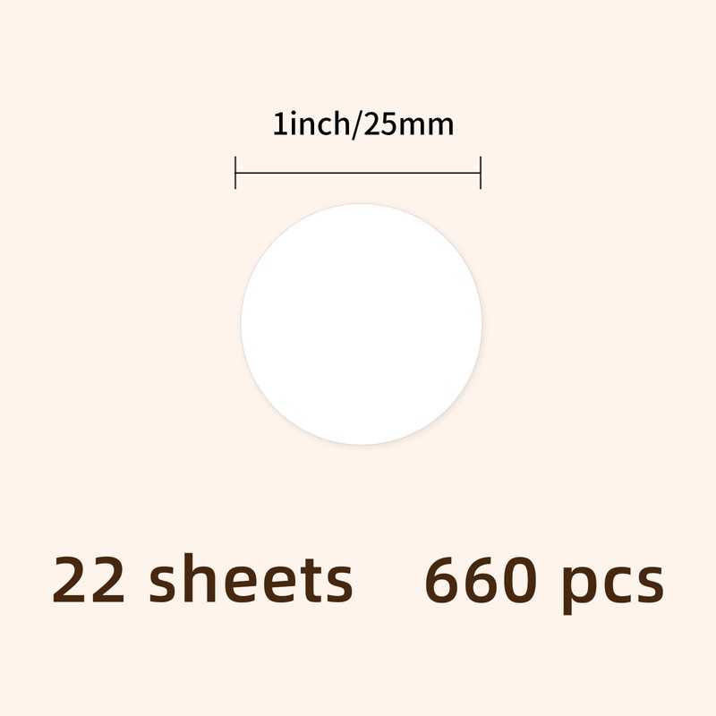 Yeachlaing 1" Round Colored Dot Stickers Labels,660 Pack,White