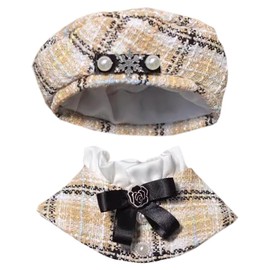 niannyyhouse 10cm Plush Clothes Poncho Hat Shawl Set Cotton Doll Dress Up Dress Up (Yellow)