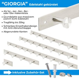 Stahlia Wardrobe (4 Hooks) Coat Hooks Wall Hooks Brushed Stainless Steel Coat Rack Wall Hooks Wall Hooks for Screwing Hooks