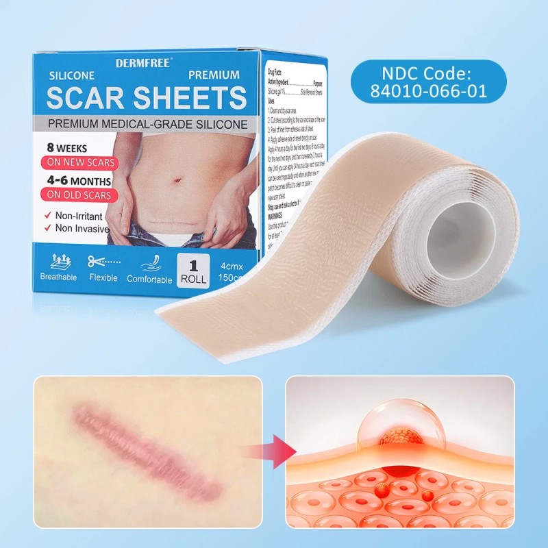 DERMFREE 6x Silicone Scar Sheets Gel Scar Patch Self-Adhesive Scar
