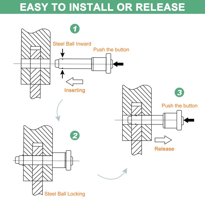 M METERXITY 2Pcs Ball Locking Pins 6mm Dia 20mm Usage
