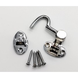 Chrome Cabin Hook 2 Inch Cabin Hook & Eye Silent Catch Door Latch Holder with Screws Silent Cabin Hook for Shed Gate Catch Garden Gate Latch Patio Doors in Various Finishes Pack of 1.